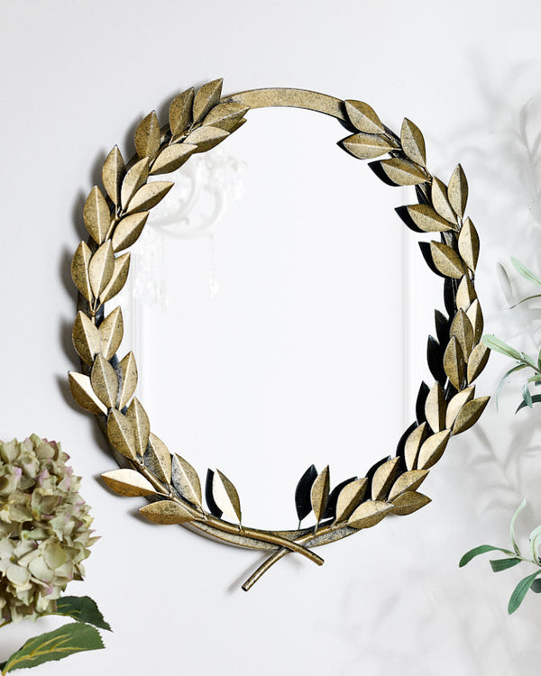 dibor Laurent Botanical Gold Round Mirror