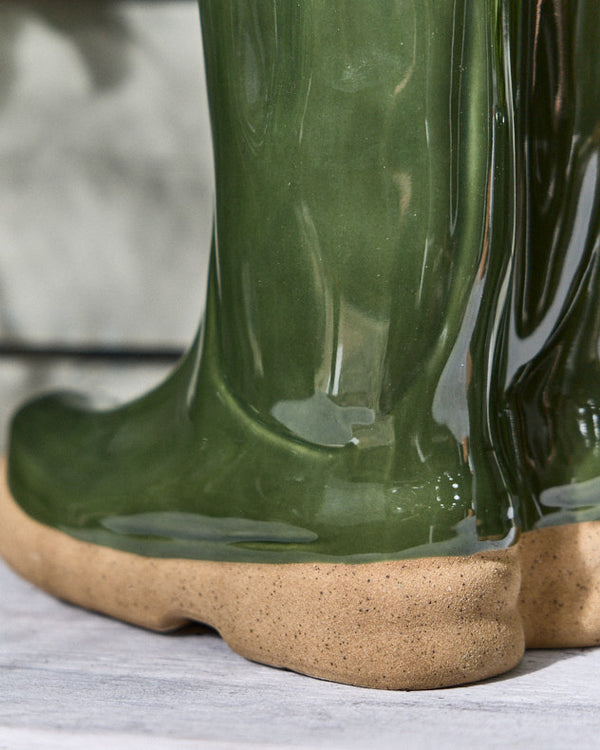 Dibor Little & Large Green Welly Boot Plant Pots