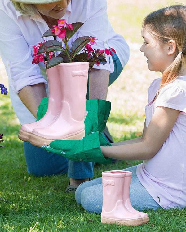 dibor Little & Large Pink Welly Boots Planter Set