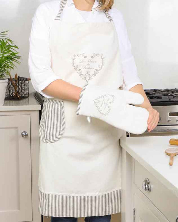 dibor Love Heart Cotton Apron & Oven Mitt Gift Set