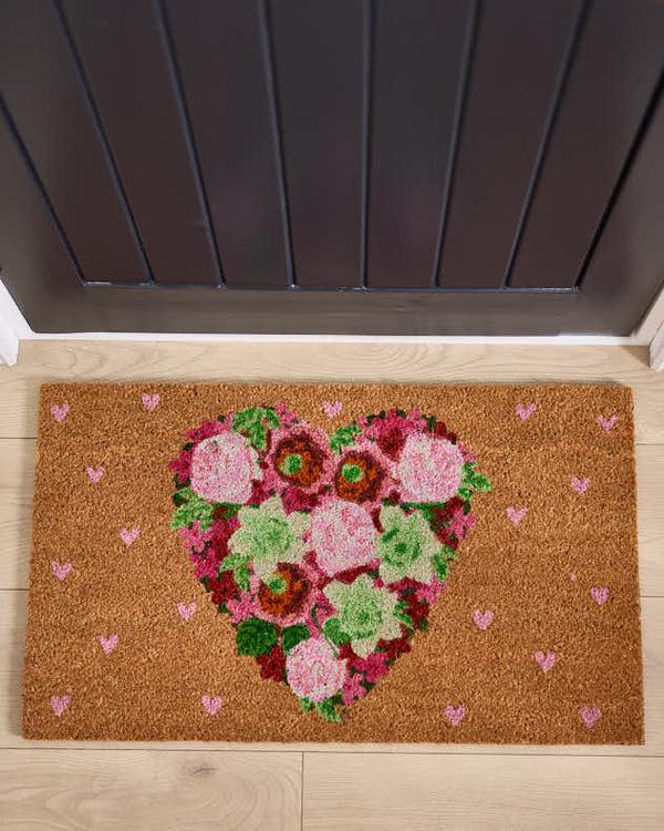 Dibor Love Heart Floral Door Mat
