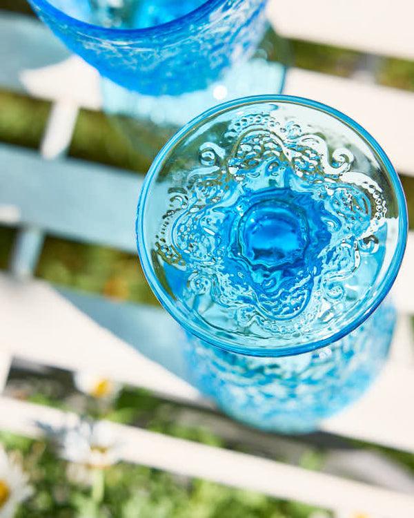 Dibor Lugo Paisley Bright Blue Wine Glass