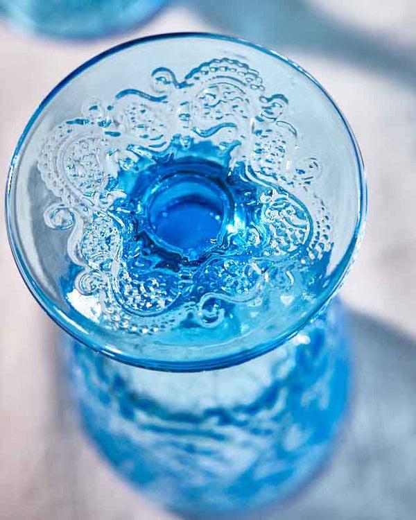 Dibor Lugo Paisley Bright Blue Wine Glass