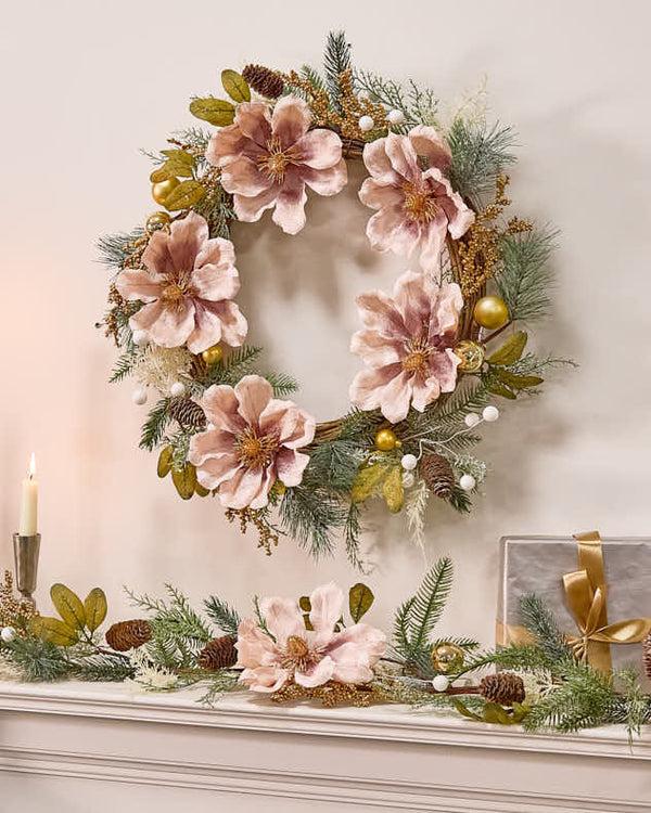 dibor Magnolia Blush Wreath and Garland