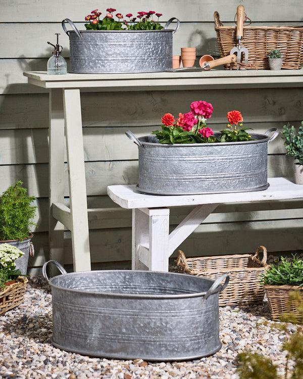 dibor Malvern Set of 3 Metal Tub Planters
