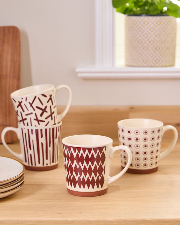 dibor Manoko Set of 4 Patterned Mugs