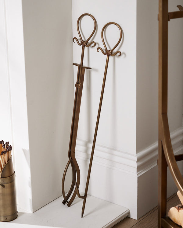 Dibor Mayfair Brass Log Rack & Fire Tools