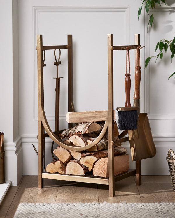 dibor Mayfair Brass Log Rack & Fire Tools