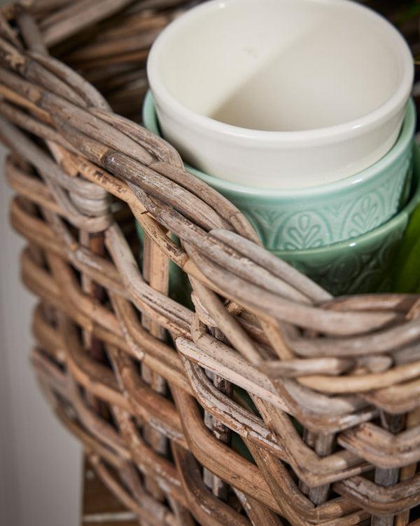 Dibor Medium Grey Rattan Storage Basket