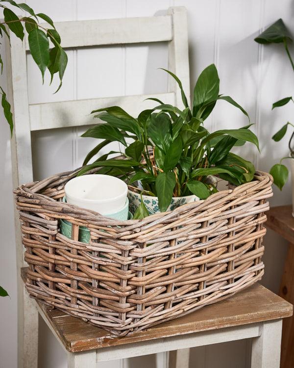 dibor Medium Grey Rattan Storage Basket