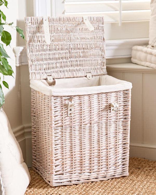 Dibor Medium Lined Wicker Laundry Basket
