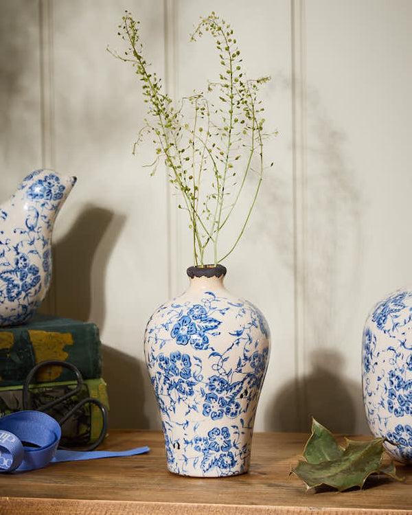Dibor Milburn Blue Floral Stem Vase
