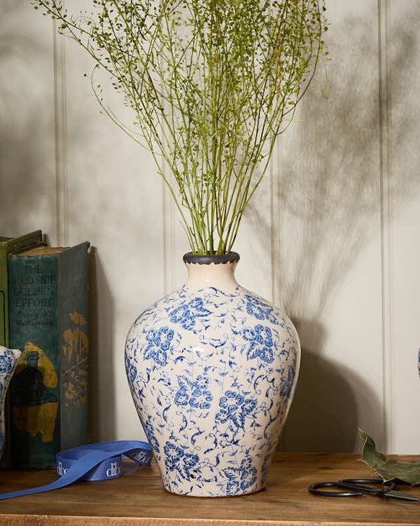 Dibor Milburn Blue Floral Stem Vase