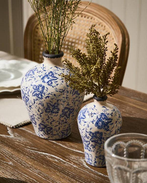 dibor Milburn Blue Floral Stem Vase