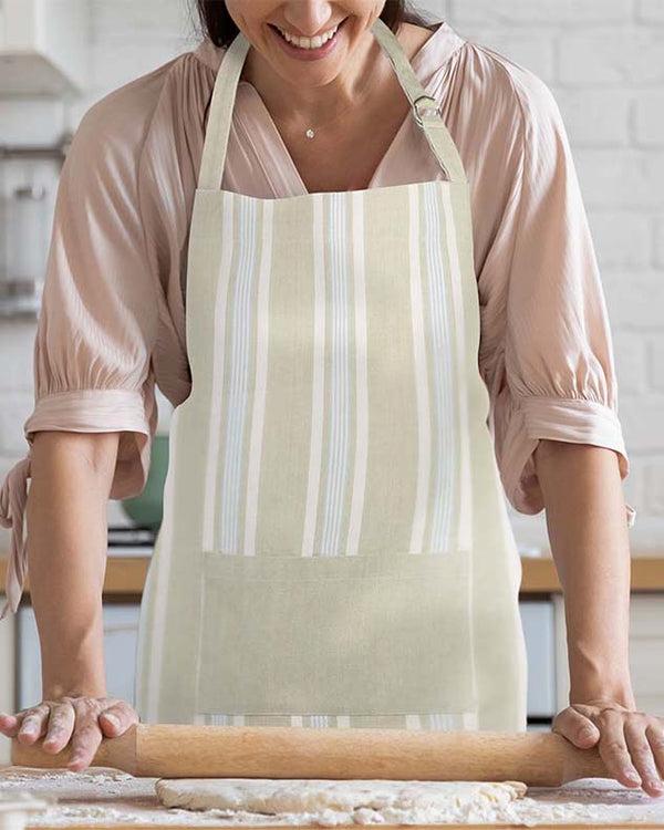 Dibor Millstone Stripe Cotton Kitchen Apron