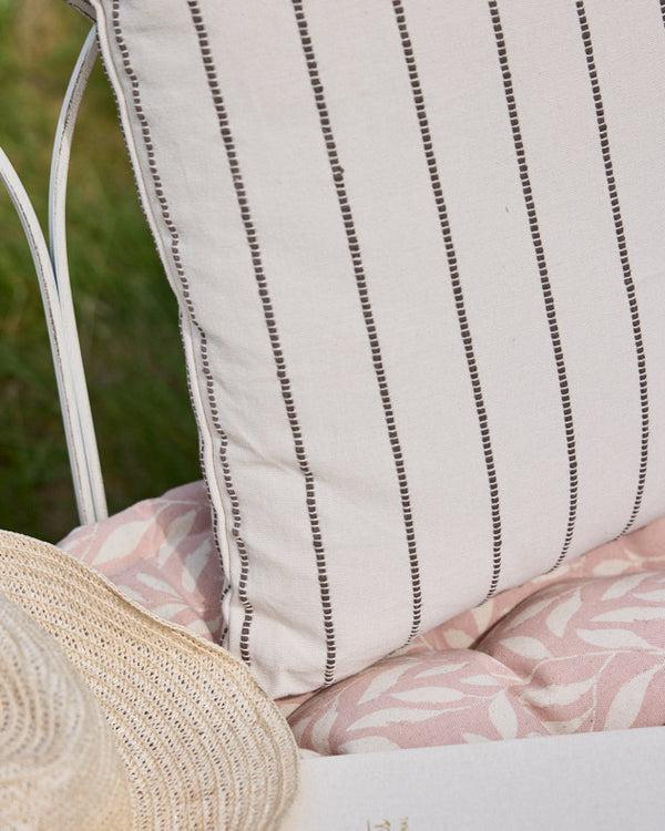 Dibor Mocha French Stripe Cotton Cushion