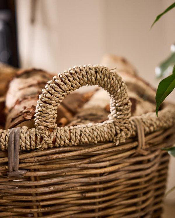 Dibor Natural Rattan And Seagrass Log Basket