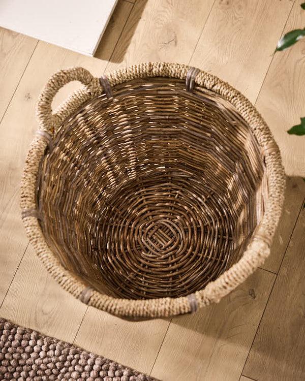 Dibor Natural Rattan And Seagrass Log Basket