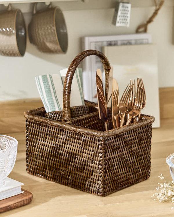 Dibor Natural Rattan Double Storage Basket