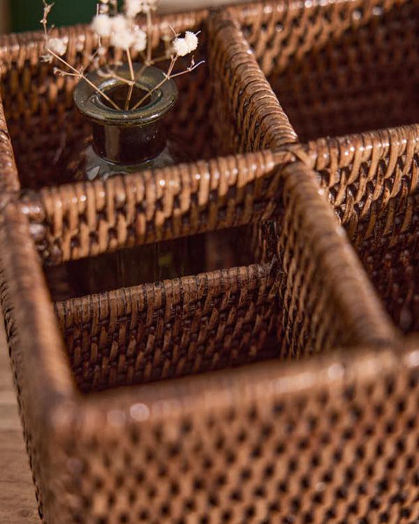 Dibor Natural Rattan Six Compartment Storage Caddy