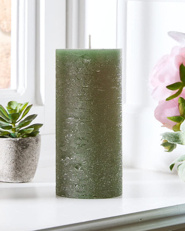 dibor Olive Rustic Pillar Candle 15cm