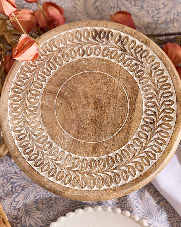 Dibor Ordino Carved Wooden Cake Stand