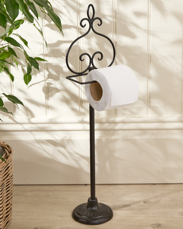 dibor Ornate Cast Iron Standing Toilet Roll Holder