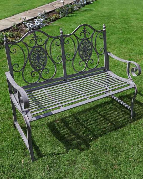 Dibor Ornate Grey Scrolled Garden Bench