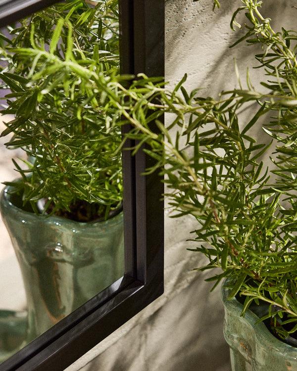 Dibor Outdoor Tall Black Iron Window Mirror