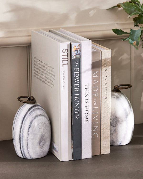 dibor Pair of Grey Marble Bookends