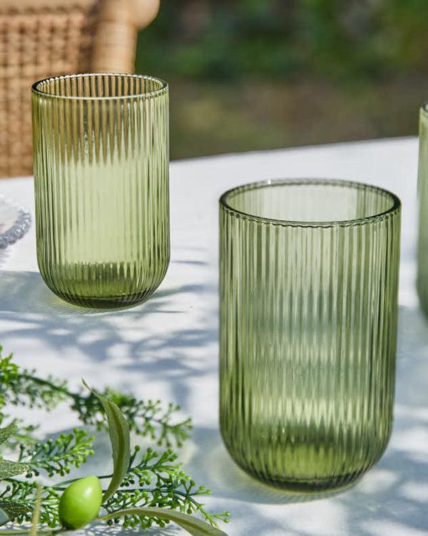 Dibor Palermo Green Ribbed Highball Tumbler