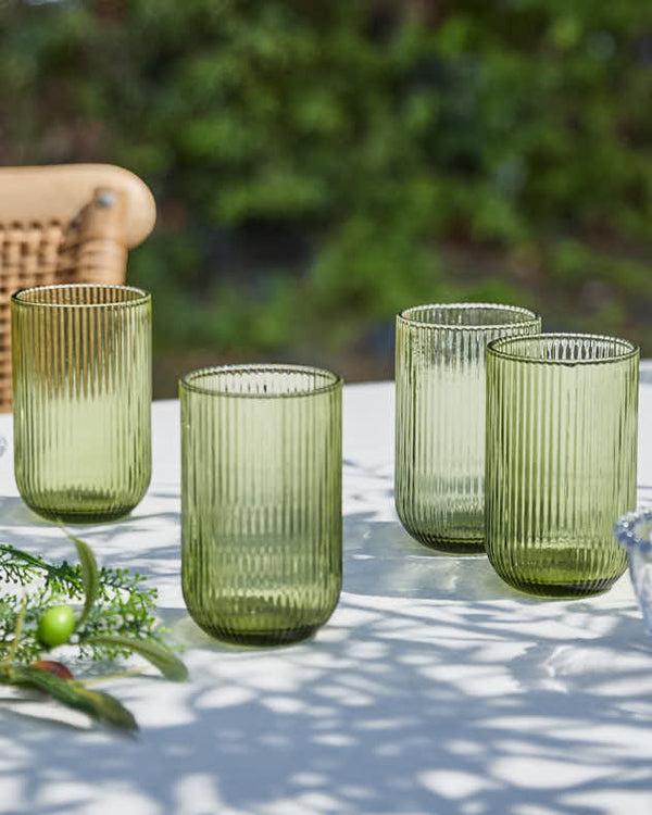 dibor Palermo Green Ribbed Highball Tumbler