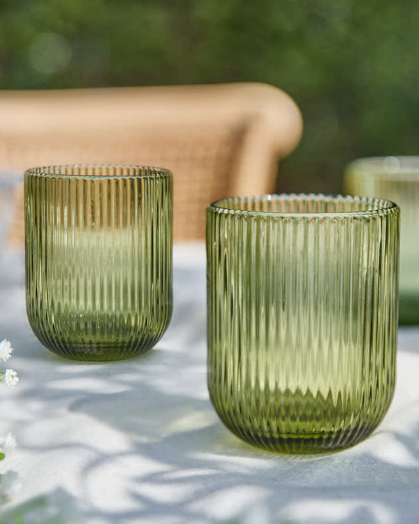 Dibor Palermo Green Ribbed Tumbler Glass