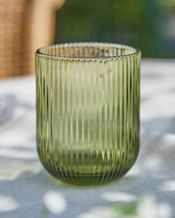 Dibor Palermo Green Ribbed Tumbler Glass