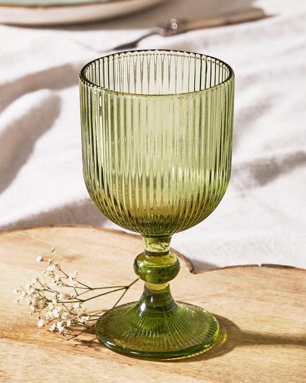 Dibor Palermo Green Ribbed Wine Goblet