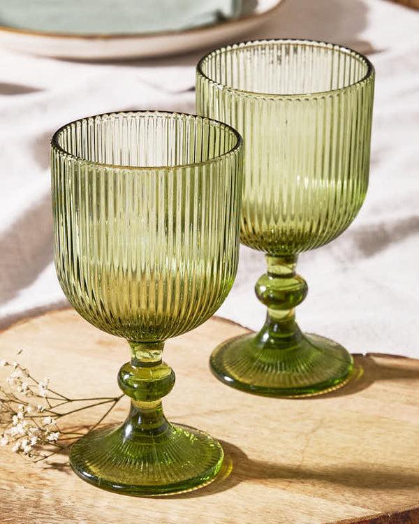 Dibor Palermo Green Ribbed Wine Goblet