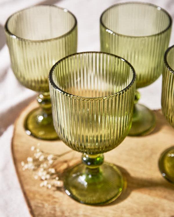 Dibor Palermo Green Ribbed Wine Goblet