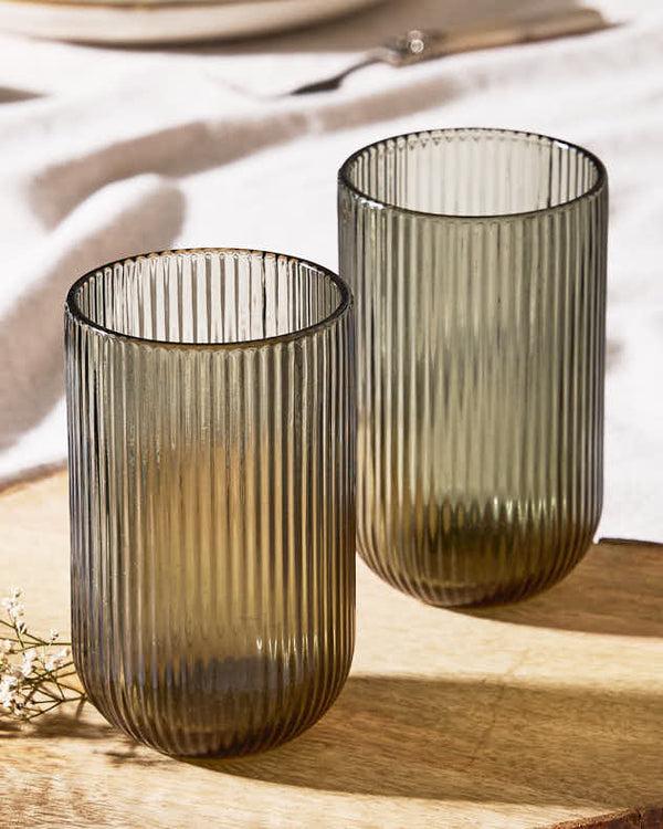 Dibor Palermo Grey Ribbed Highball Tumbler