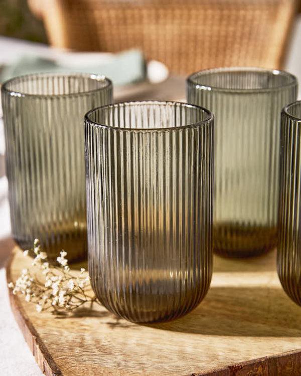 Dibor Palermo Grey Ribbed Highball Tumbler