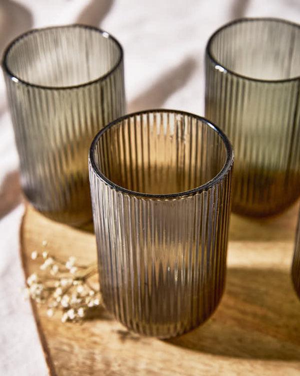 Dibor Palermo Grey Ribbed Highball Tumbler