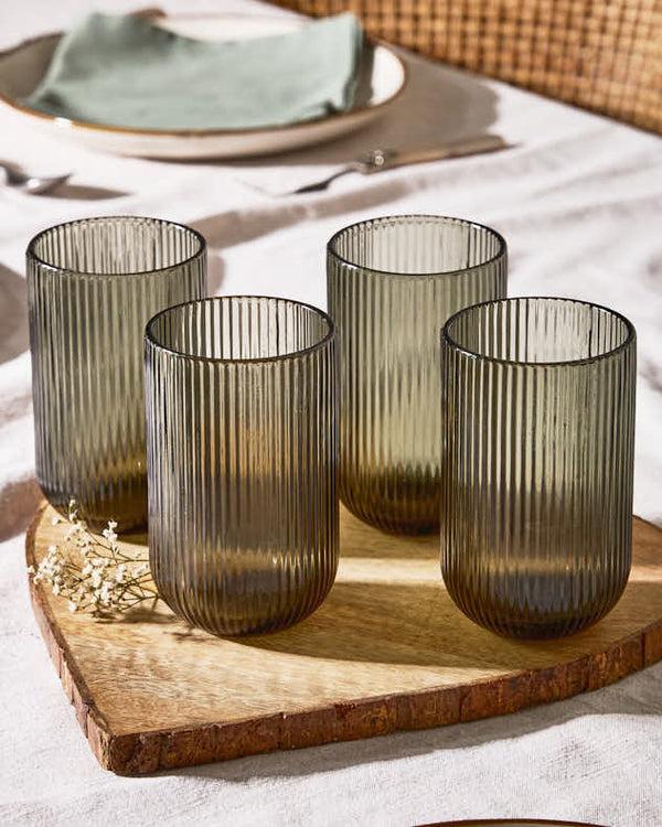 dibor Palermo Grey Ribbed Highball Tumbler