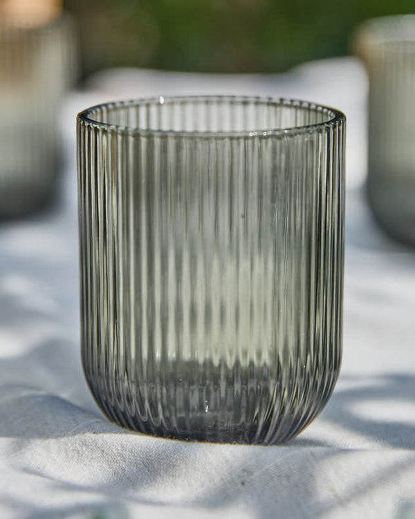 Dibor Palermo Grey Ribbed Tumbler Glass