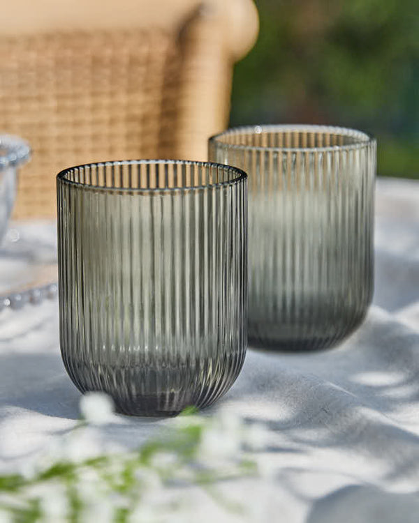 Dibor Palermo Grey Ribbed Tumbler Glass