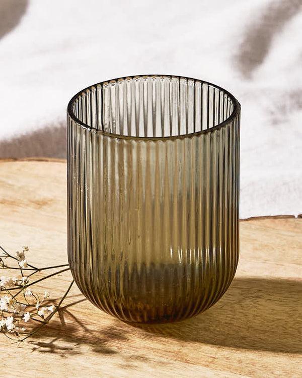 Dibor Palermo Grey Ribbed Tumbler Glass