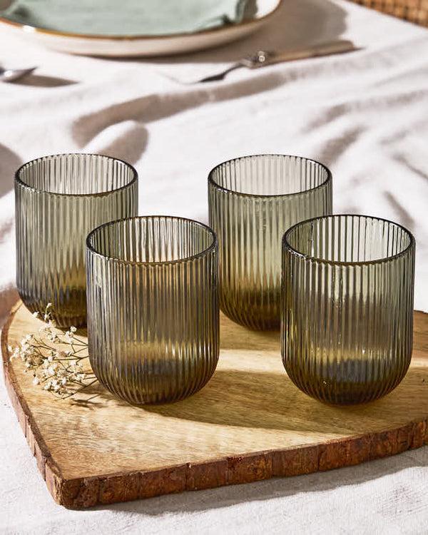 dibor Palermo Grey Ribbed Tumbler Glass