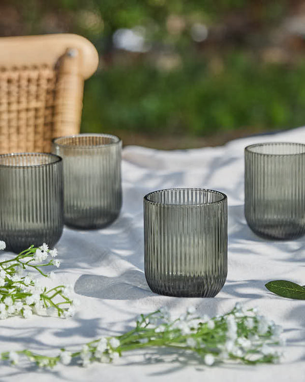 dibor Palermo Grey Ribbed Tumbler Glass