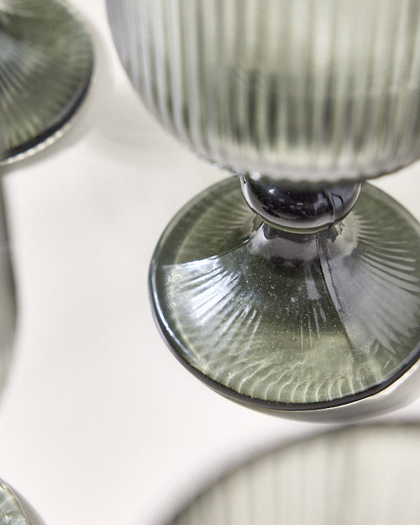 Dibor Palermo Grey Ribbed Wine Goblet