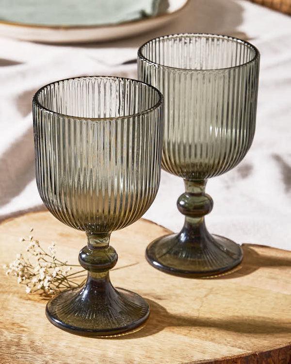Dibor Palermo Grey Ribbed Wine Goblet