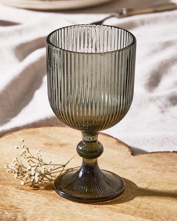 Dibor Palermo Grey Ribbed Wine Goblet
