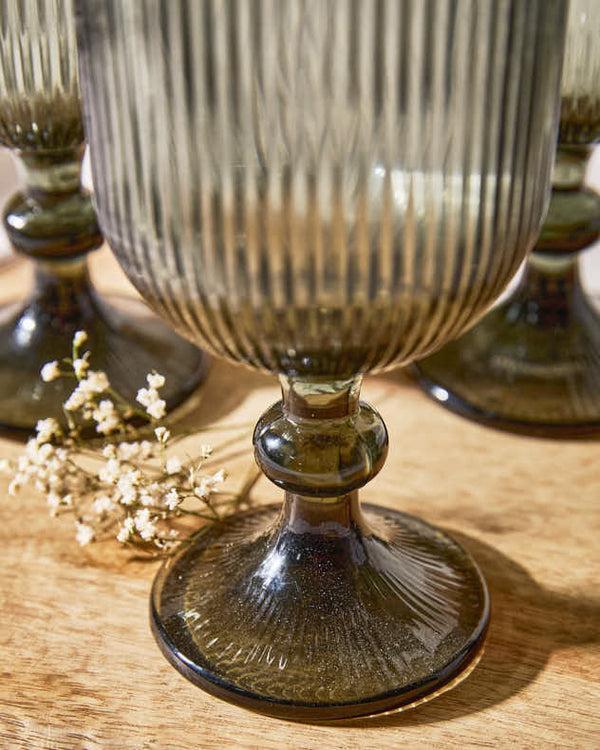 Dibor Palermo Grey Ribbed Wine Goblet